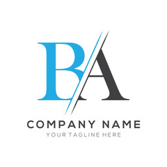 BA letter logo design template elements. BA letter vector logo.
