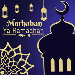 arabic islamic calligraphy of marhaban ya ramadhan 1444 H