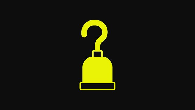 Yellow Pirate hook icon isolated on black background. Happy Halloween party. 4K Video motion graphic animation