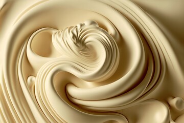Melted creamy white chocolate swirl. Generative ai composite.