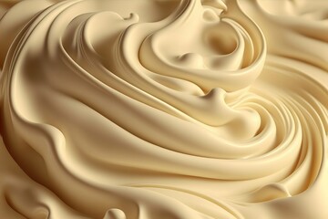 Creamy melted white chocolate swirl. Generative ai composite.