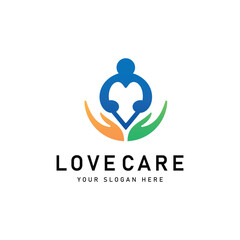 Heart care logo design template vector icon