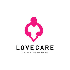 Heart care logo design template vector icon