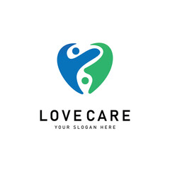 Heart care logo design template vector icon
