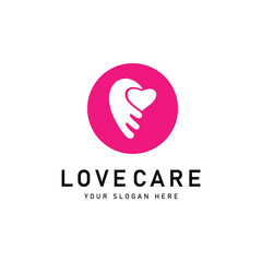 Heart care logo design template vector icon