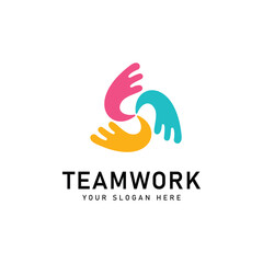 Teamwork and community logo design. Adoption and social network logo design template