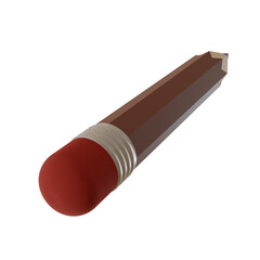 3d render cute cartoon writing pencil, minimalistic concept for back to school theme