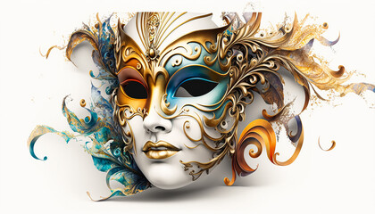 Carnival Mask, Isolated on white background. Generative AI