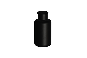 3d black bottle on white background