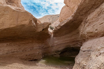canyon of Havarim river in negev desert