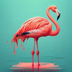 A flamingo standing in the water