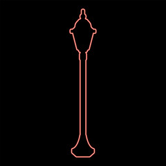 Neon street lamp lantern red color vector illustration image flat style