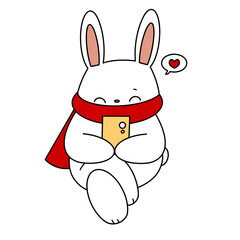 Cute valentines rabbit color illustration.