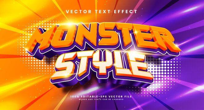 Monster style 3d editable vector text style effect, suitable for cartoon themes