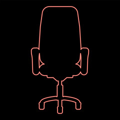 Neon office chair recliner red color vector illustration image flat style