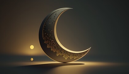 Fototapeta na wymiar crescent moon for ramadan concept made by generative ai