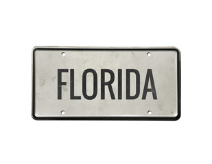 Plate with the inscription Florida on white background. Illustration