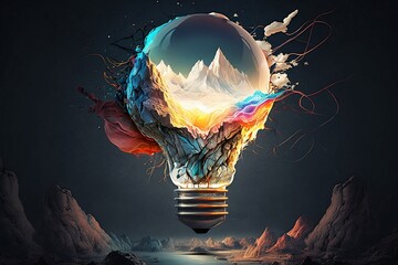 Creativity Concept with Lightbulb Made From Oil Made with Generative AI