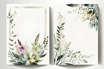 Card Mockup Herbal Watercolor Invitation Made with Generative AI
