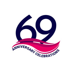 69th anniversary celebration logo design. Vector Eps10