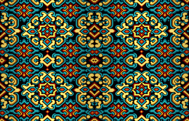 Ethnic seamless fabric pattern. Abstract traditional folk antique vintage retro graphic line. Fabric textile vector illustration ornate elegant luxury style. Art print for clothing, background.