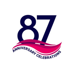 87th anniversary celebration logo design. Vector Eps10