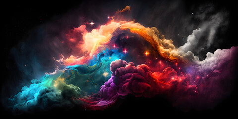 Vivid Nebula Design with Swirling Gas and Dust Clouds for an Ethereal Feel © haerul