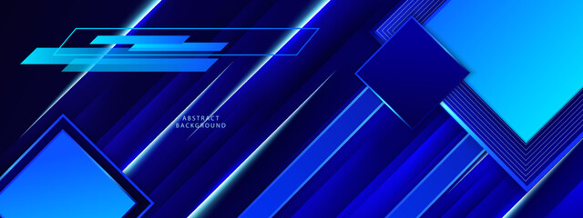 Fototapeta premium Abstract background with blue color technology modern background design . Geometric background with squares in bright light with soft shadows as pattern. Template for branding business .