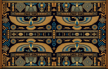 Egyptian fabric pattern. Abstract indigenous line art for ancient Egypt. Egyptian textile vector illustration ornate elegant luxury style. Art print design for clothing, carpet, wallpaper, backdrop.