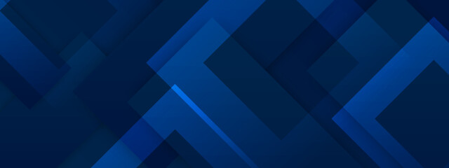 Obraz premium Blue modern abstract wide banner with geometric shapes. Dark blue and white abstract background. Vector illustration