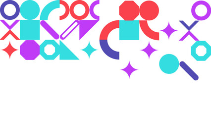 Fototapeta premium Memphis geometric abstract shapes background vector . Retro trendy halftone vector elements design for advertisement, Wallpaper, commercial and sale banner, poster. Vector illustration.