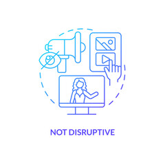 Not disruptive blue gradient concept icon. Organic content. Social media advertising benefit abstract idea thin line illustration. Isolated outline drawing. Myriad Pro-Bold font used