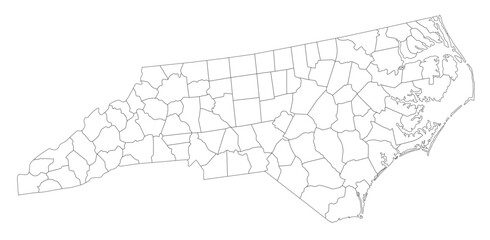 Highly Detailed North Carolina Blind Map.
