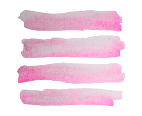 Hand drawn pink watercolor brushstrokes banners. Long brush strokes on an isolated transparent background. Cards, web design. png