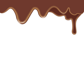 Dripping melted brown chocolate, 3D vector illustration.