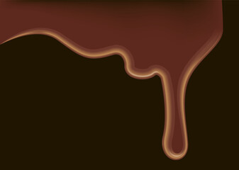 Dripping melted brown chocolate, 3D vector illustration.