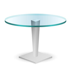 modern glass round dining table isolated on white background 3D illustration