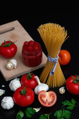 Italian homemade pasta with tomato sauce