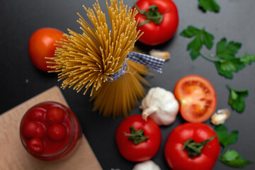 Obraz na płótnie Canvas Italian homemade pasta with tomato sauce