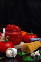 Italian homemade pasta with tomato sauce