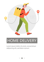 Fototapeta premium Flyer design for home delivery. Vector illustration for poster, banner, advertisement, app.