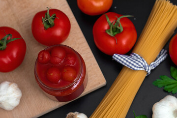 Italian homemade pasta with tomato sauce