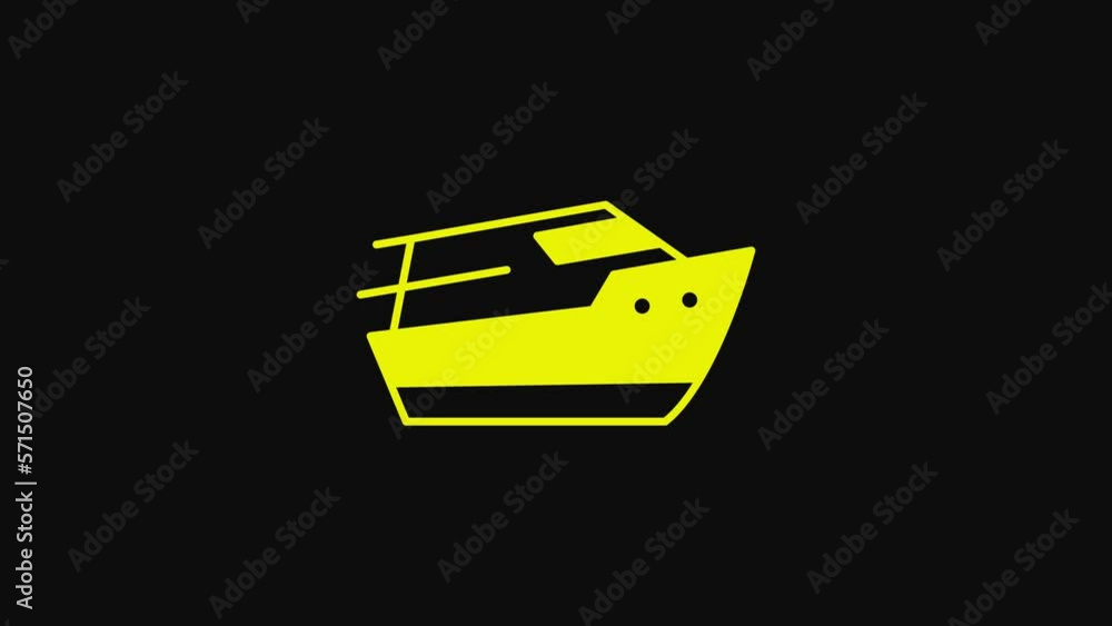 Canvas Prints Yellow Speedboat icon isolated on black background. 4K Video motion graphic animation