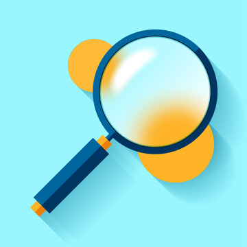 Magnifying glass. Glassmorphism design. Zoom tool. Magnifier. Search loupe icon in flat style. Vector illustration
