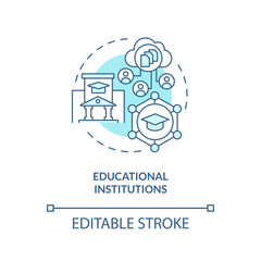 Educational institutions turquoise concept icon. Version control system industry abstract idea thin line illustration. Isolated outline drawing. Editable stroke. Arial, Myriad Pro-Bold fonts used
