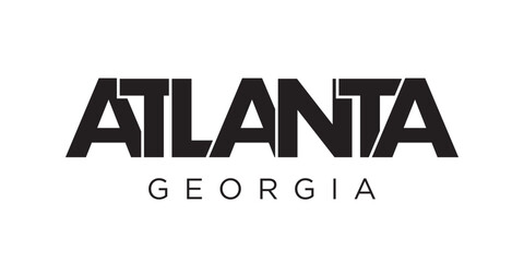 Atlanta, Georgia, USA typography slogan design. America logo with graphic city lettering for print and web. - obrazy, fototapety, plakaty