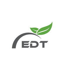 EDT letter nature logo design on white background. EDT creative initials letter leaf logo concept. EDT letter design.
