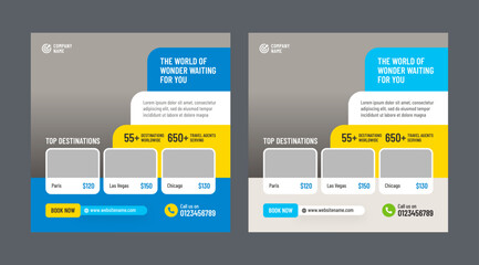 Travel or holiday trip social media banner or post template