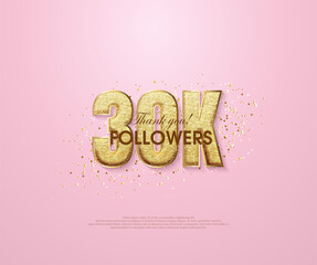 Pink 30k thank you followers, thank you banner for social media posts.