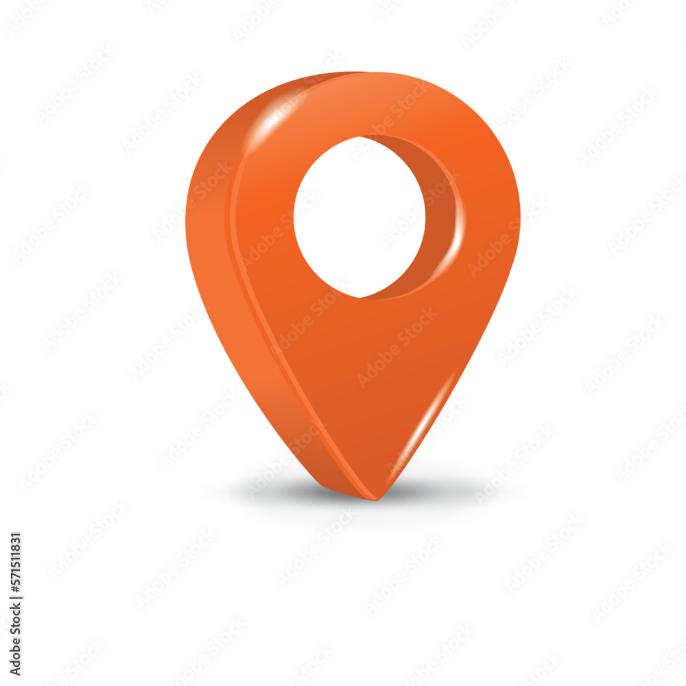 Poster orange 3d pointer of map isolated on a white background